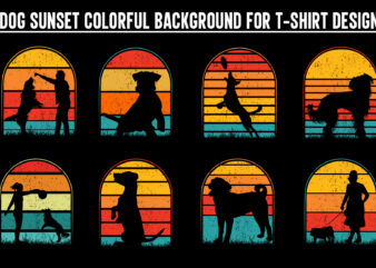 Dog Sunset Colorful, Dog svg, dog vintage design, vintage dog svg, dog design, dog vector