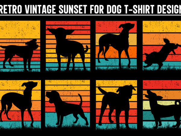 Dog sunset colorful, dog svg, dog vintage design, vintage dog svg, dog design, dog vector