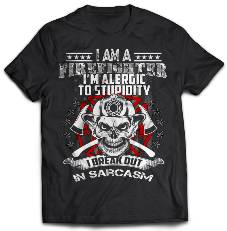 FIREFIGHTER Tshirt Designs Bundle Editable