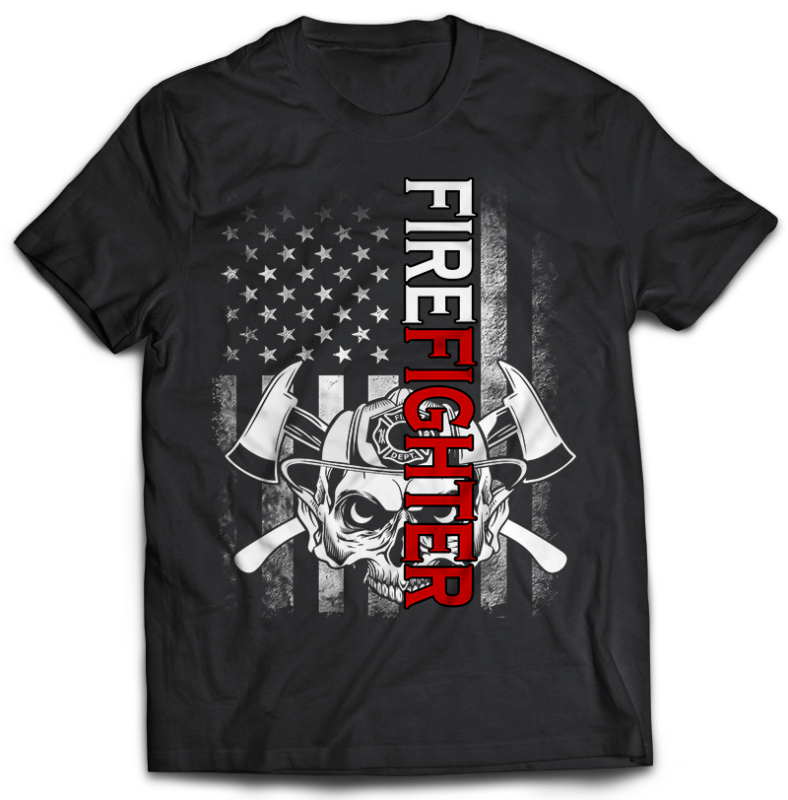 FIREFIGHTER Tshirt Designs Bundle Editable