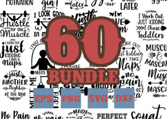 60 Gym Bundle SVG, Gym Bundle, Gym Silhouette, Gym Clipart, Instant Download, Cut Files For Cricut, Health, Gym Svg Dxf Esp Png