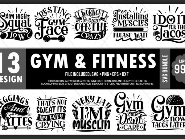 Gym and fitness svg bundle t shirt design template