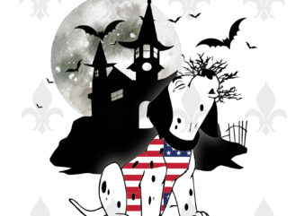 Halloween Dog And Haunted House USA Flag Gifts, Shirt For Halloween Svg File Diy Crafts Svg Files For Cricut, Silhouette Sublimation Files