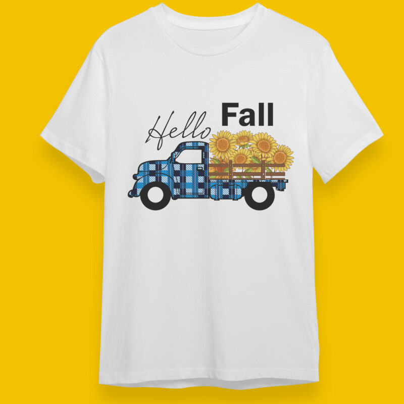 Hello Fall Blue Plaid Car Gifts, Shirt For Fall Svg File Diy Crafts Svg Files For Cricut, Silhouette Sublimation Files