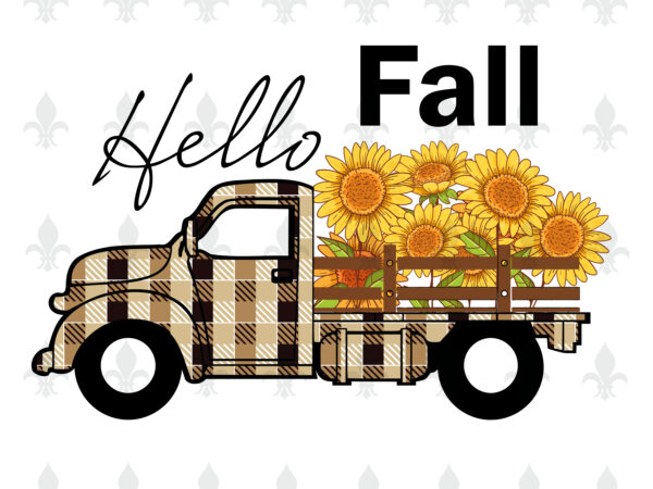 Hello fall brown stripes car gifts, shirt for fall svg file diy crafts svg files for cricut, silhouette sublimation files graphic t shirt