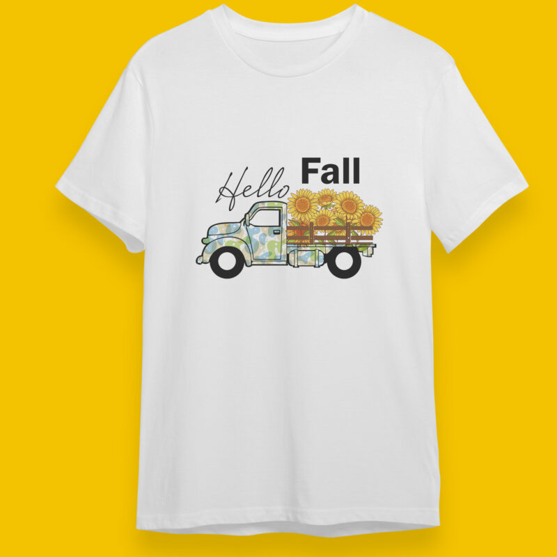 Hello Fall Car Sunflower Gifts, Shirt For Fall Svg File Diy Crafts Svg Files For Cricut, Silhouette Sublimation Files