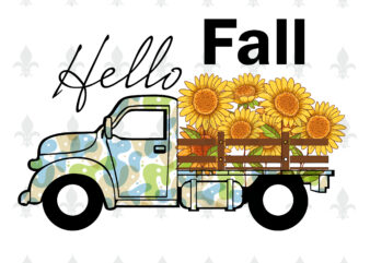 Hello Fall Car Sunflower Gifts, Shirt For Fall Svg File Diy Crafts Svg Files For Cricut, Silhouette Sublimation Files graphic t shirt