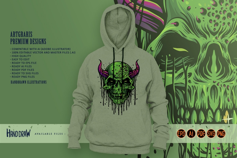 Zombie Evil Skull Halloween Illustrations