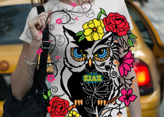 Owl Svg, Owl vector, Owl logo, Floral motifs mixed black and white vector, Owl mandala svg, owl cut file, owl zentangle svg vector dxf png, Owl mandala logo, Owl mandala