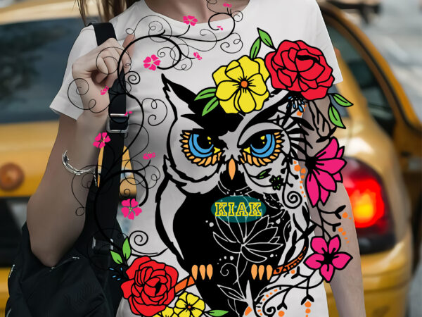 Owl svg, owl vector, owl logo, floral motifs mixed black and white vector, owl mandala svg, owl cut file, owl zentangle svg vector dxf png, owl mandala logo, owl mandala