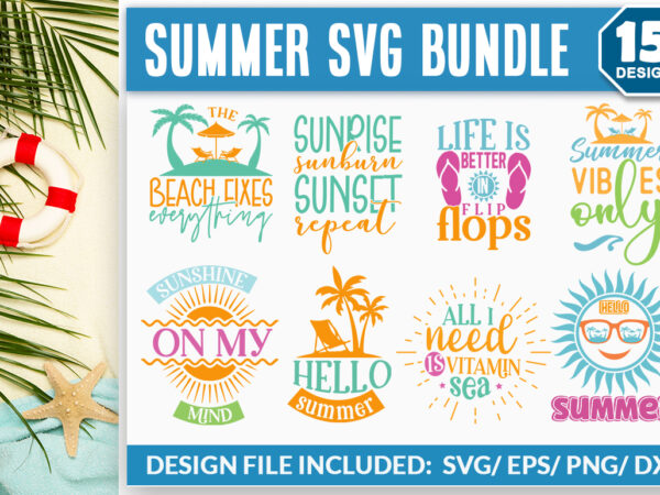 Summer svg bundle t shirt template vector