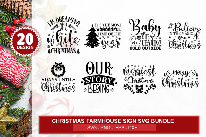 Christmas Farmhouse Sign Making Design Bundle