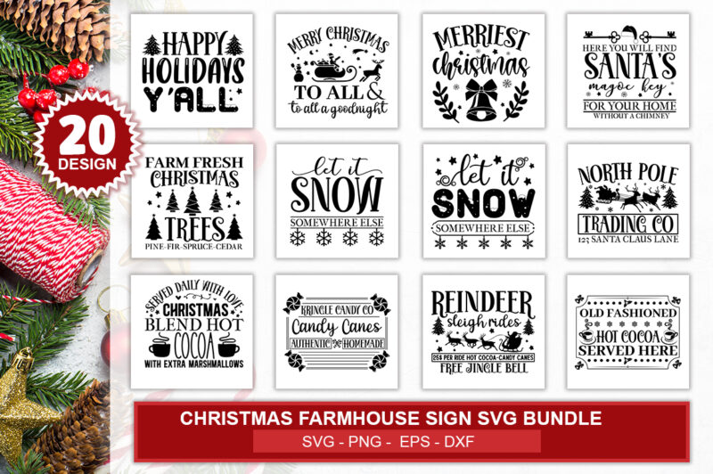 Christmas Farmhouse Sign Making Design Bundle