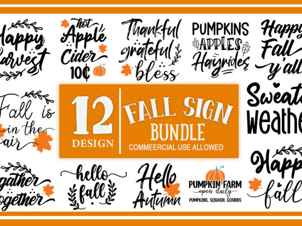 Fall sign svg bundle t shirt graphic design