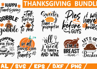 Thanksgiving SVG Bundle t shirt designs for sale