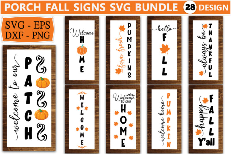 Porch Fall Sign SVG Bundle