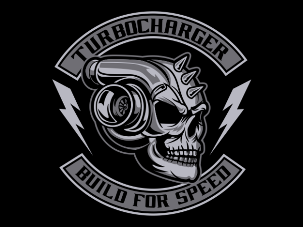 Metal skull turbo charger t shirt designs for sale