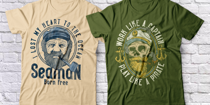 Seaman Font Family And 10 T-shirt Designs