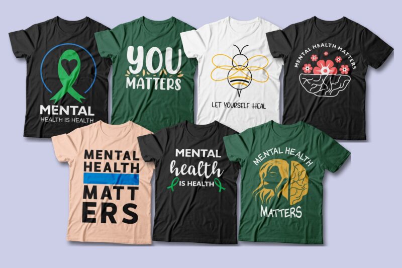 Mental health matters t-shirt designs bundle, Mental health quotes, Psychology t shirt design vector packs,