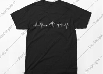 Mountains, heartbeat, I love mountains, t-shirt design