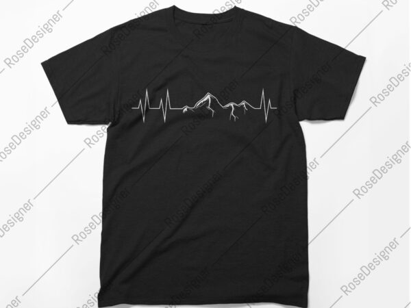 Mountains, heartbeat, i love mountains, t-shirt design
