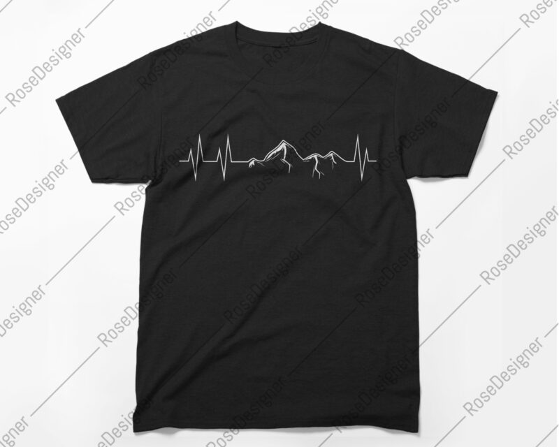 Mountains, heartbeat, I love mountains, t-shirt design