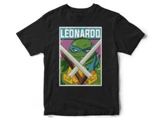 Ninja Turtles, LEONARDO, cartoon, poster, t-shirt design, comic t-shirt, comic art, Ninja Turtles Fan Art, turtle t-shirt design