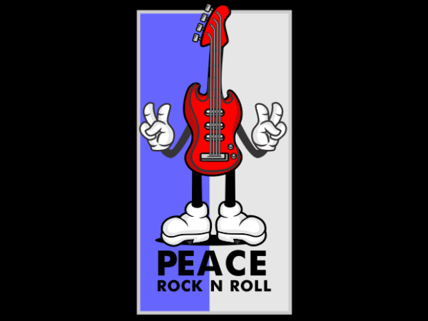 Peace and rock n roll t shirt illustration