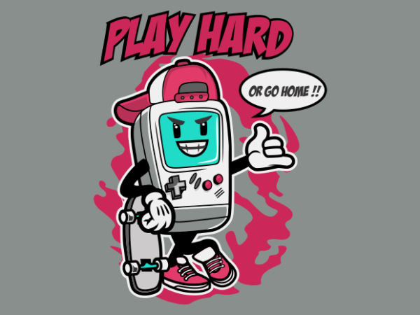 Play hard gamer t shirt illustration