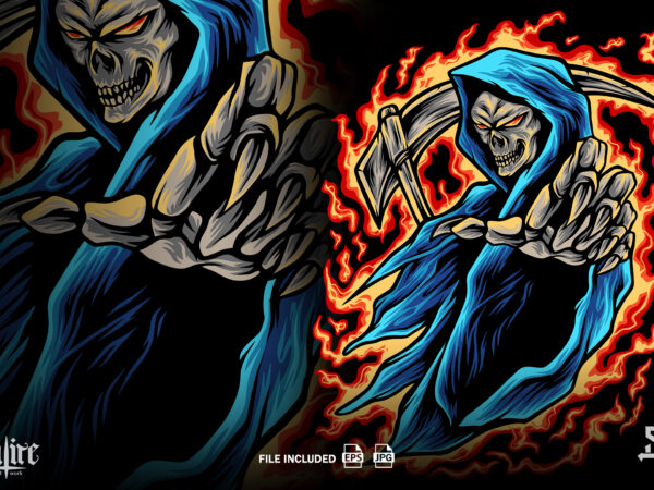 Death monster mascot illustration t shirt vector illustration