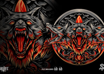 The Cerberus Mythology With Ornaments