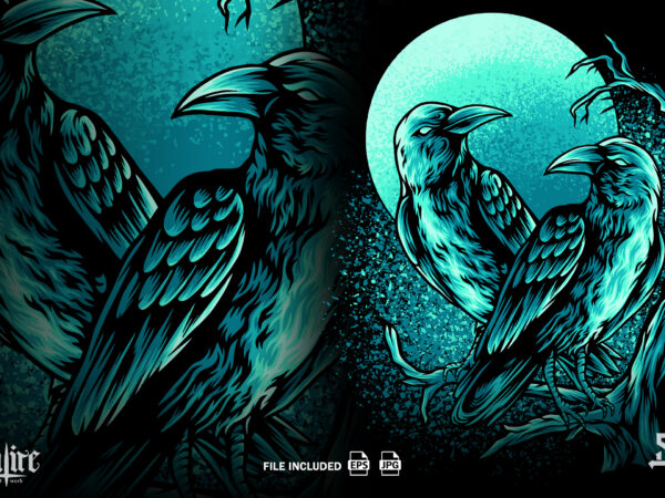 Two crows in the dark t shirt designs for sale