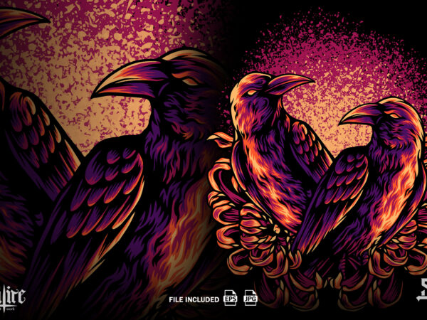 Two crows with flowers t shirt designs for sale