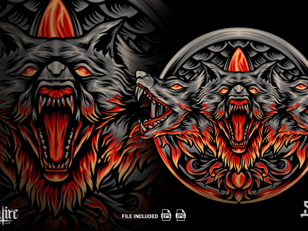 The cerberus mythology with ornaments t shirt designs for sale