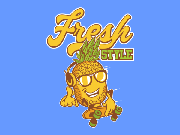Pineapple skateboard t shirt illustration