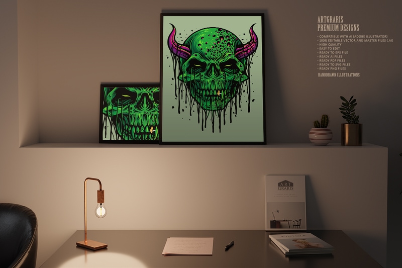 Zombie Evil Skull Halloween Illustrations
