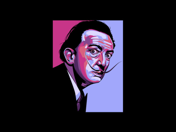 Salvador dali t shirt template vector