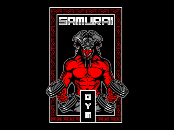 Samurai gym t shirt template vector