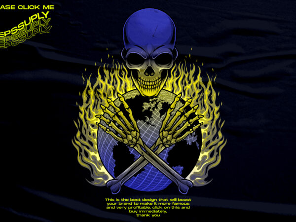 Save world, skull hugs the world psychedelic vaporwave retro t shirt template vector