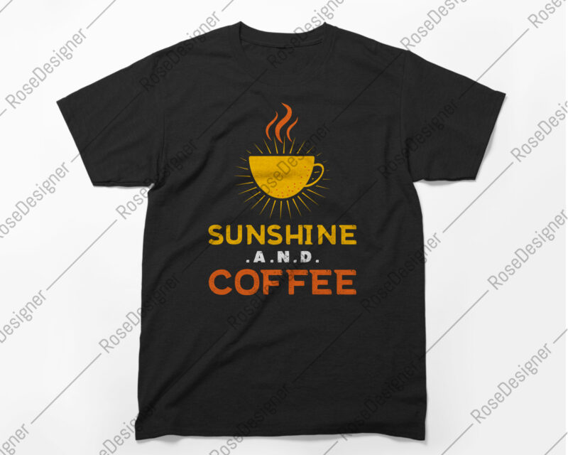 Sunshine and Coffee, t-shirt design, Coffee Lover, summer t-shirt design, summer vibes, coffee, love
