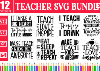 Teacher SVG Bundle t shirt designs for sale