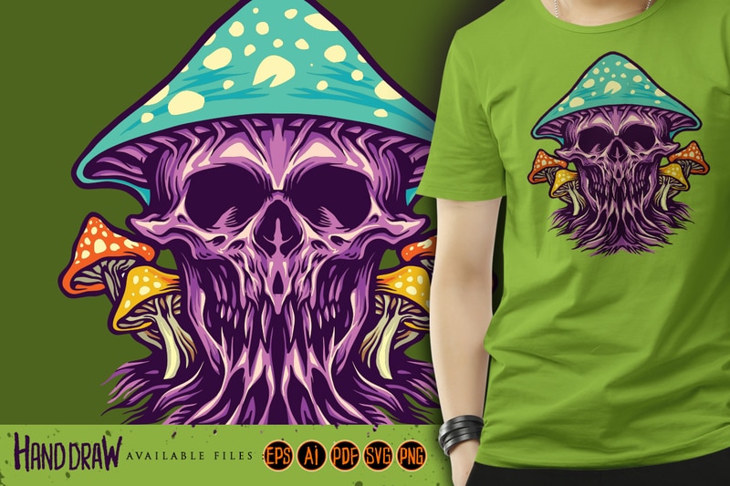 Zombie Scary Skull Magic Mushrooms