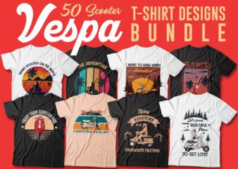 Vintage scooter vespa t shirt designs bundle vector, Riding a vespa, Editable, Motorcycle, Adventure, Rider, Bikes, Enjoy the ride