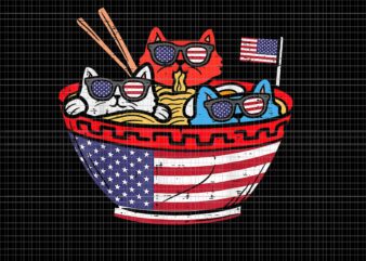 Cats Ramen Anime PNG, Cats Ramen Anime Cats 4th of July, Ramen Anime American Flag 4th of July PNG, Cats Ramen Anime American Flag png, 4th of July vector