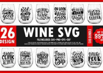 Wine SVG Bundle t shirt design for sale