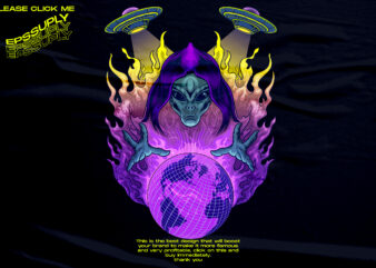 aliens rule earth, psychedelic vaporwave t shirt vector