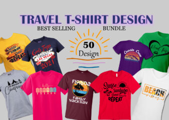 Best Selling Summer Vacation T- Shirt Design Bundle, Editable Design