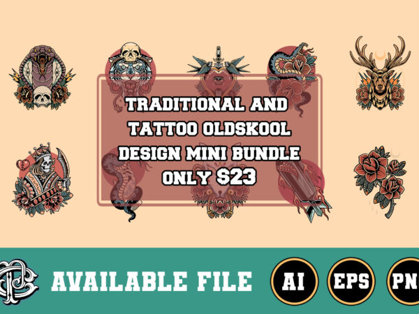 Traditional and tattoo oldskool design mini bundle