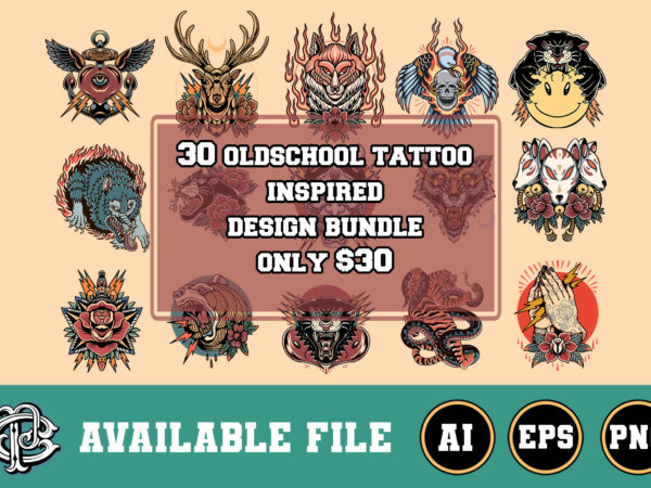 30 oldschool tattoo inspired design bundle