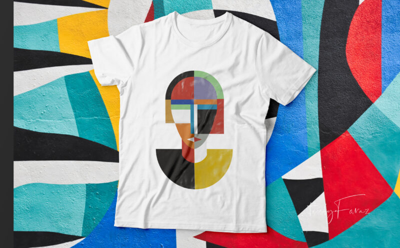 Girl face art| abstract art t-shirt design for sale.